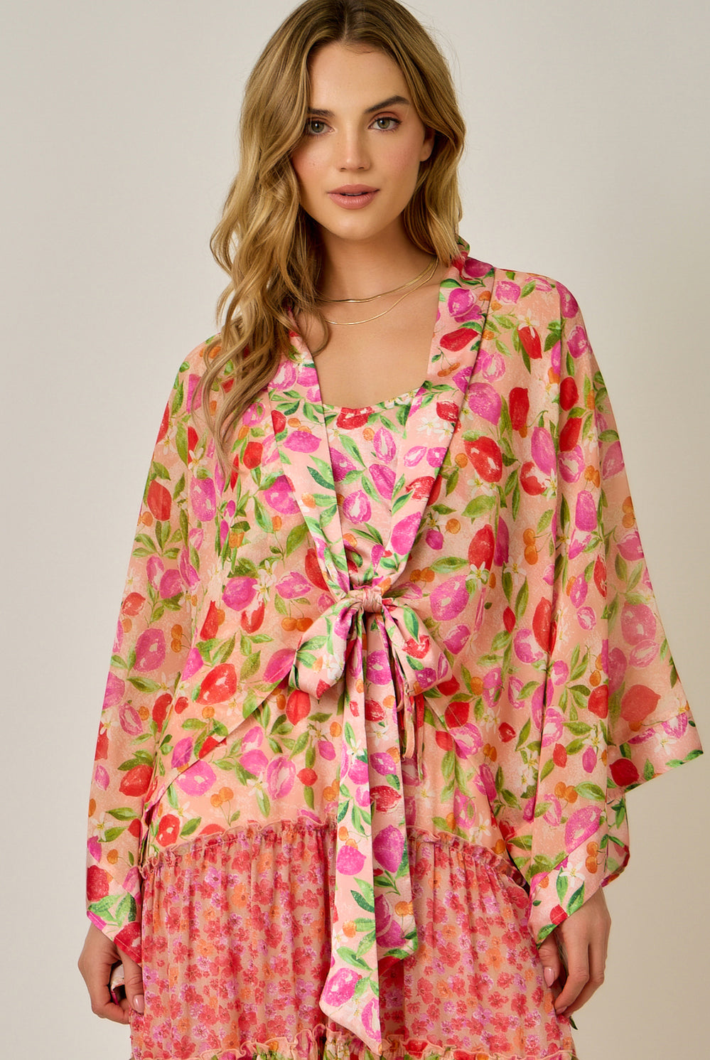 Berry Garden Tie-Front Kimono Top image 1
